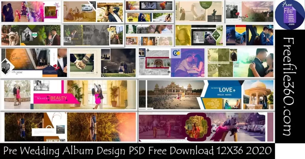 Pre Wedding Album Design PSD Free Download 12X36 2020